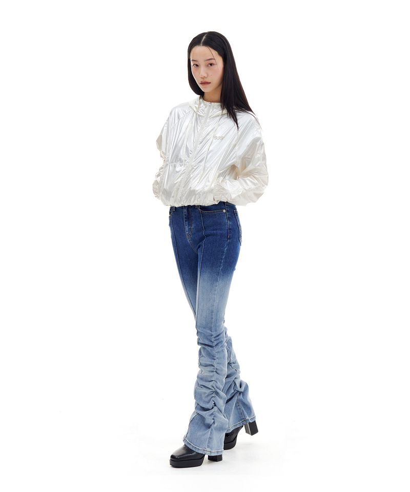 BOOTSCUT SHIRRING DENIM PANTS (BLUE)