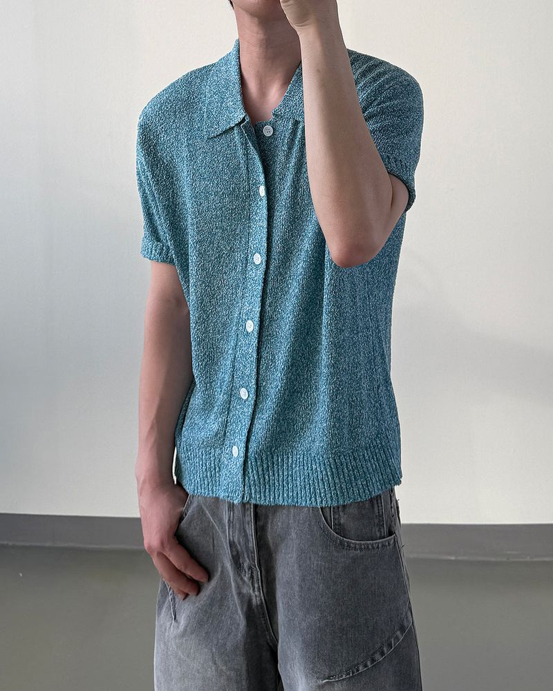 Bluema Bouclé Collar Short Sleeve Cardigan