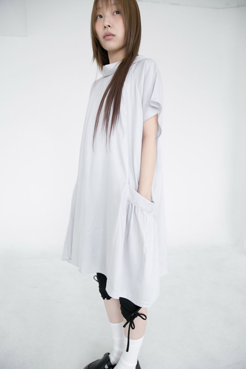 mock neck shirring pocket ops(3colors)