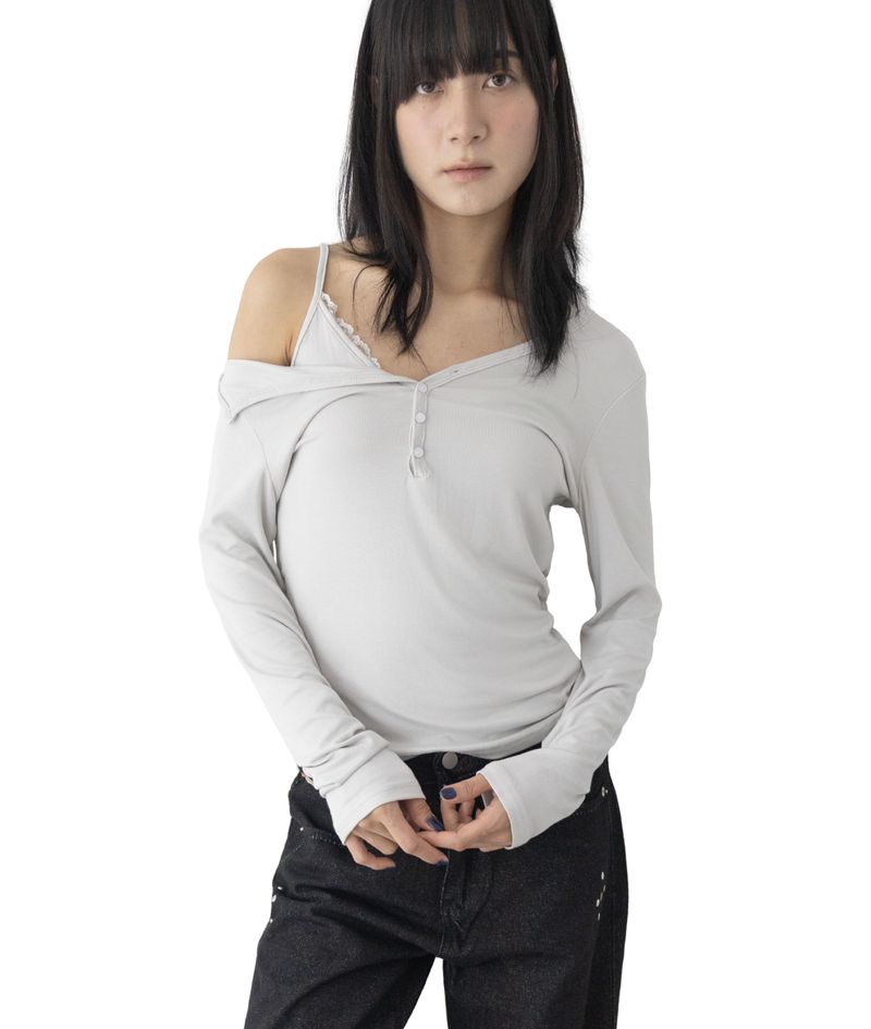 (Set) Mina V-Neck Layered T-Shirt