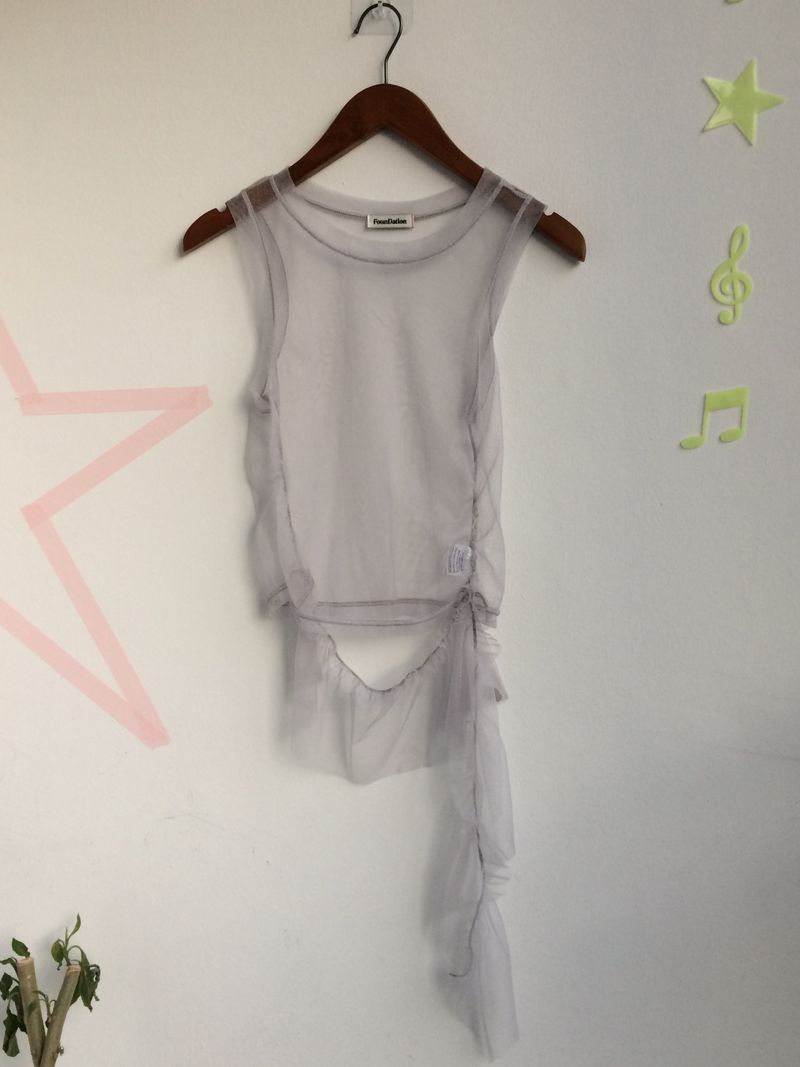 see-through frill sleeveless