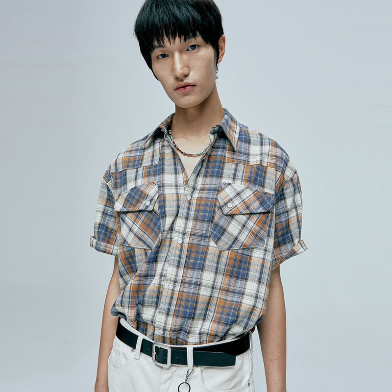 KND（ケイエンド）の「RTR plaid western shirts blue（Tops）」