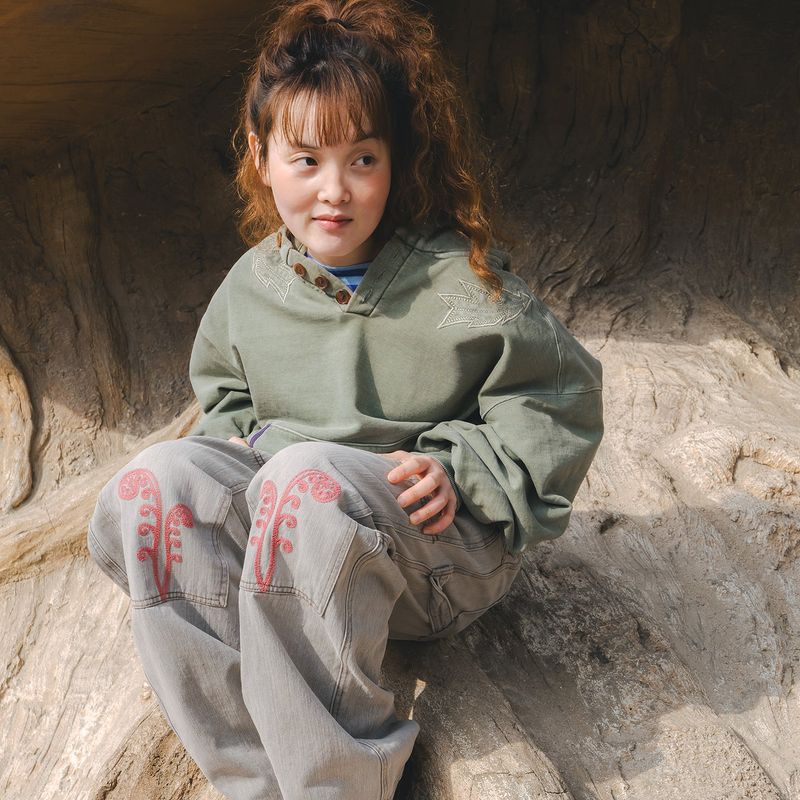 Ptery double knee pants / Light gray