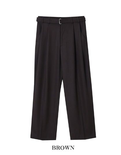 Andy Wool Belt Two Tuck Wide Slacks