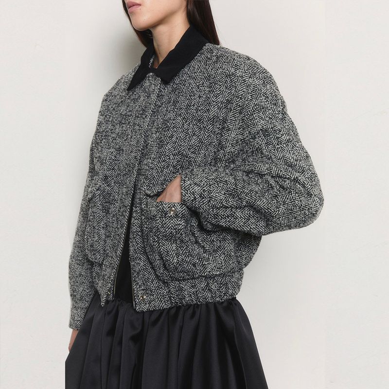 SSOKIN（ソキン）の「Herringbone Wool Bomber Jacket _ Grey（Jackets/Outerwear）」