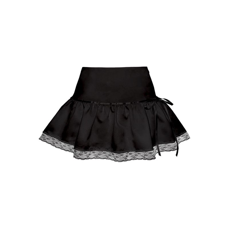 Whisfairy（ウィスフェアリー）の「Soft Satin Tiered Skirt (BLACK)（Skirts）」