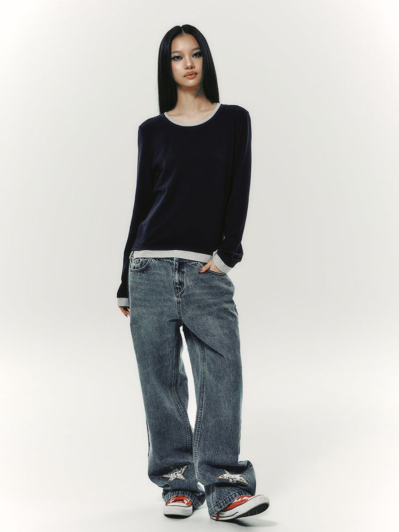EMBLEM LAYERED L/S NAVY