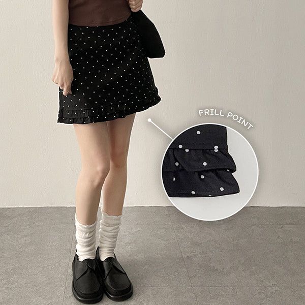 hijjoo（ハイチュー）の「Lovely Zanddot A-Line Ruffle Mini Skirt（Skirts）」