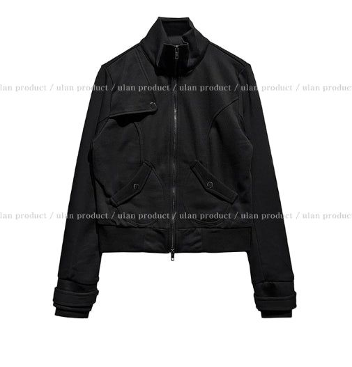 Pearly cut high neck two-way zip-up