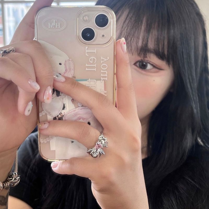 Pink heart Ribbon Ring