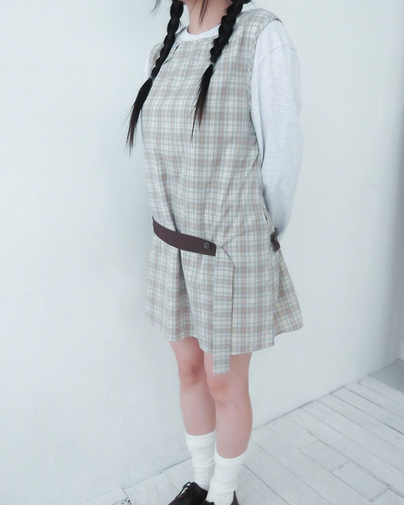 check button dress / brown