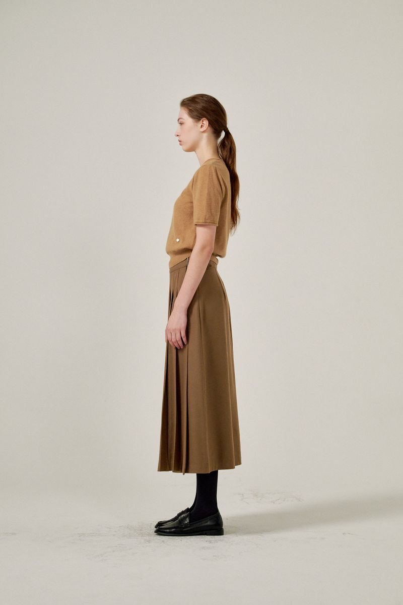 Wrap pleats skirts (Brown)