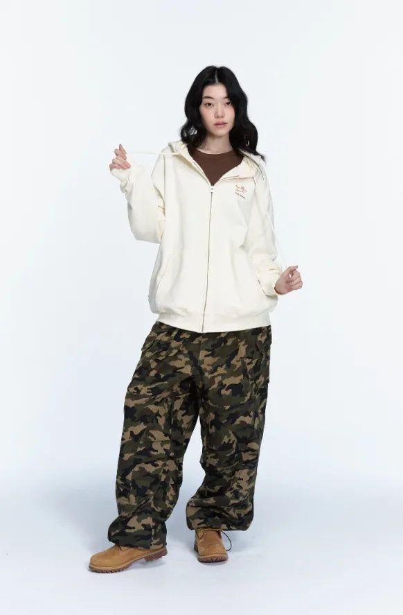 26FW★ Line Work Embroidered Hood Zip-Up