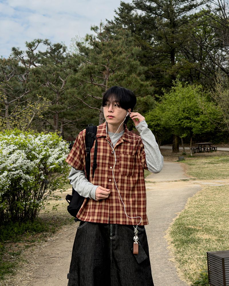 Rendro Square Check Half Shirt