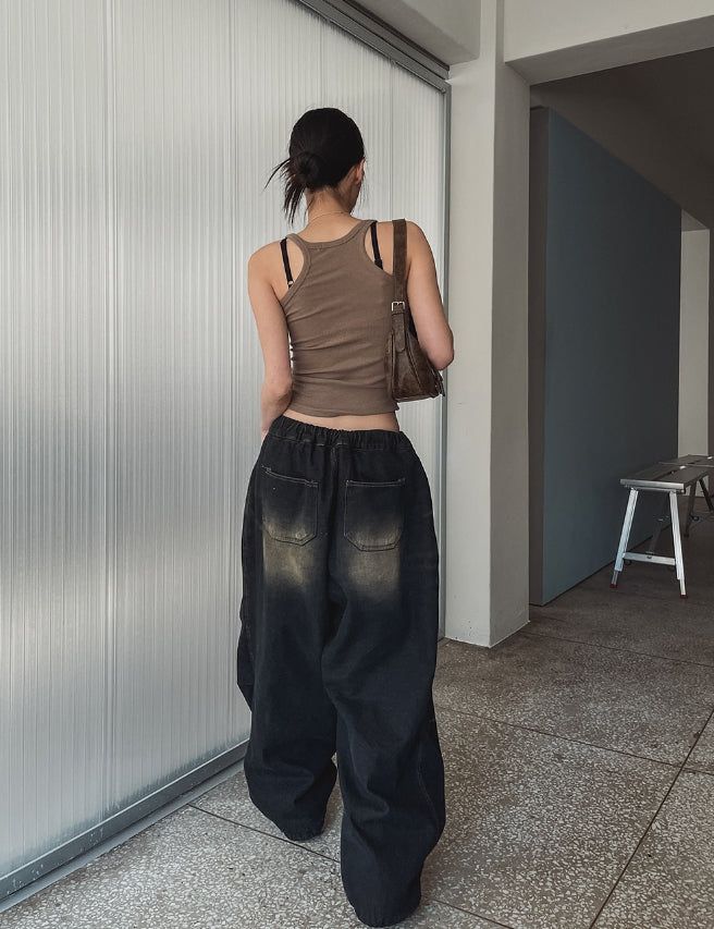 [U-BASIC] Boldy Line Ribbed Crop Sleeveless