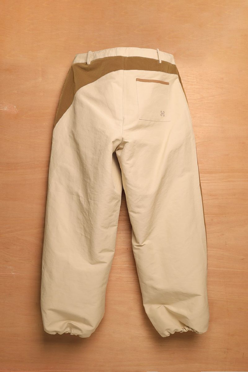 ASYMMETRIC WAVE PANTS-BROWN ECRU