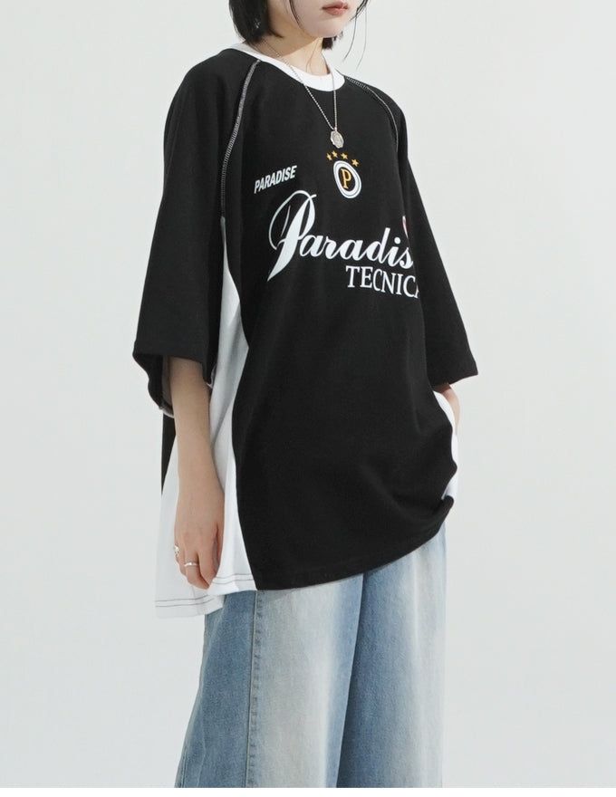 Color block raglan over t-shirt