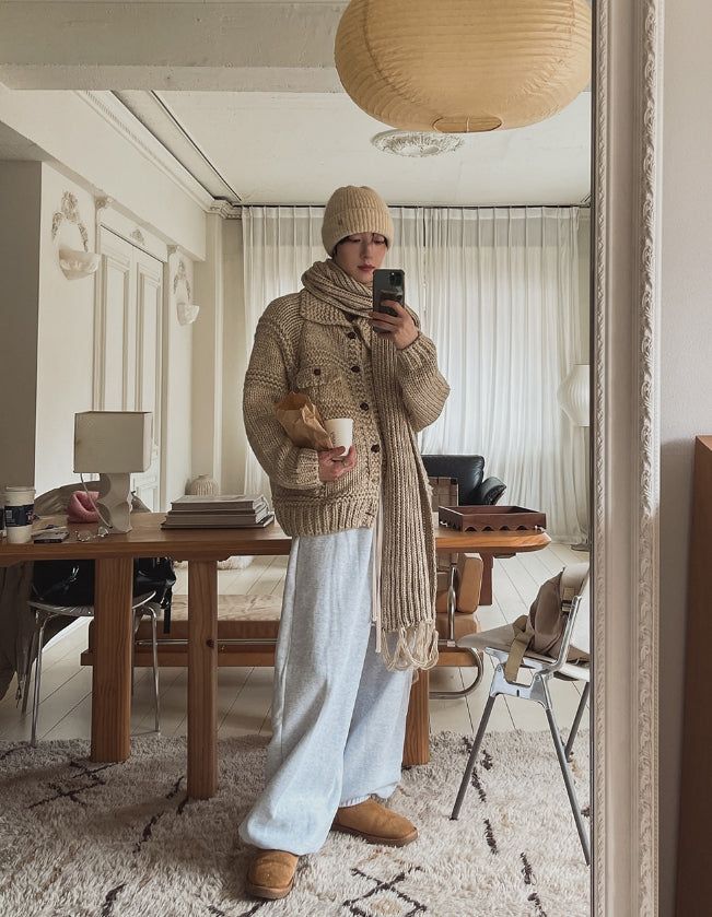 Dion sheepskin wide jogger pants
