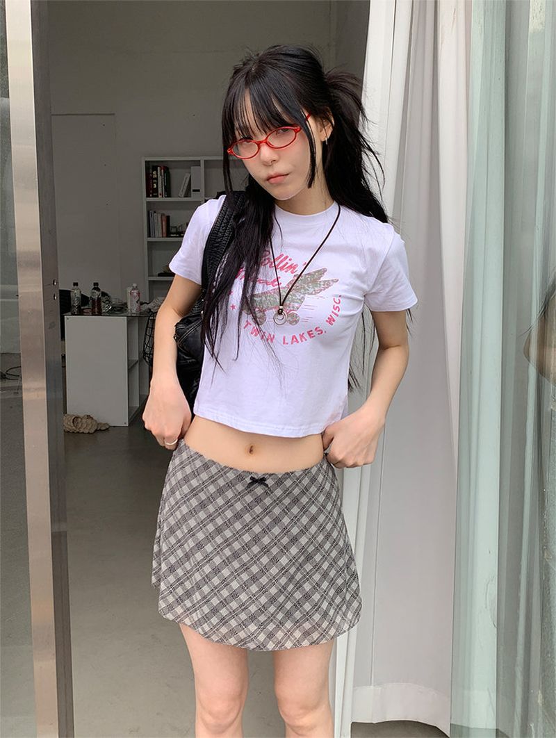 CHECK CHIFFON MINI SKIRT (4C)