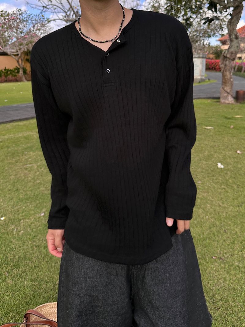 simple line henry neck long-sleeve 3C