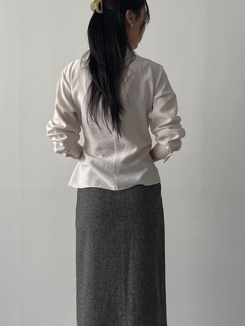 Janna Wrap Mock Neck Blouse