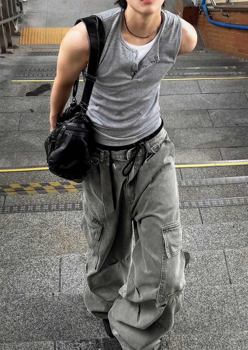 Layered Henley Tank Top