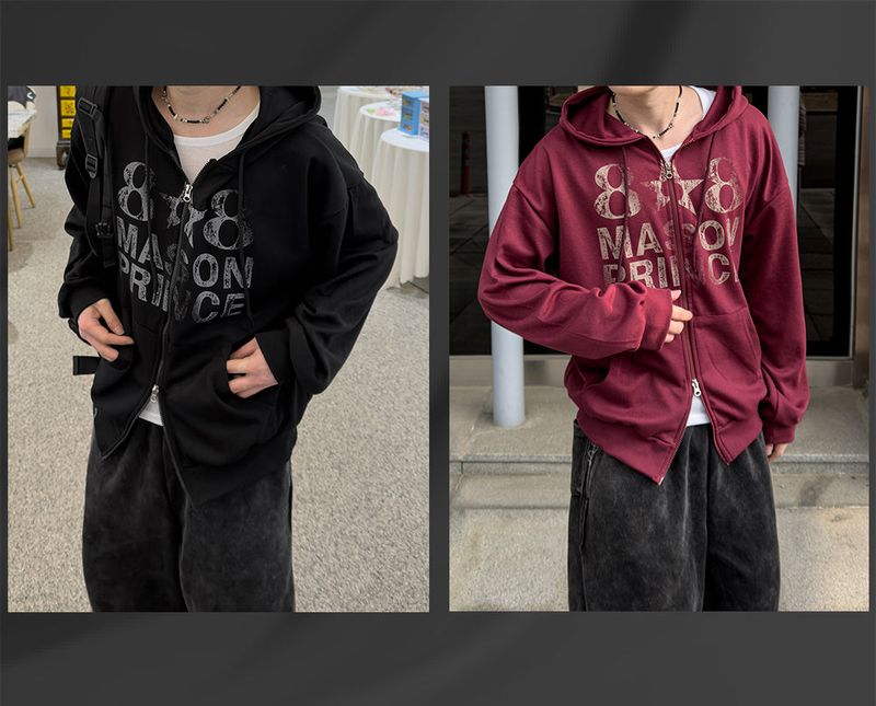 Dakel Vintage Graphic Zip-Up Hoodie