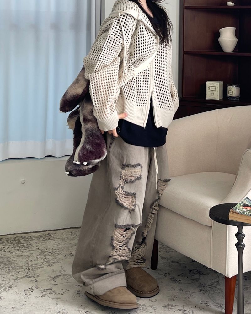 Vintage Beige grunge Balloon Bendable Pants