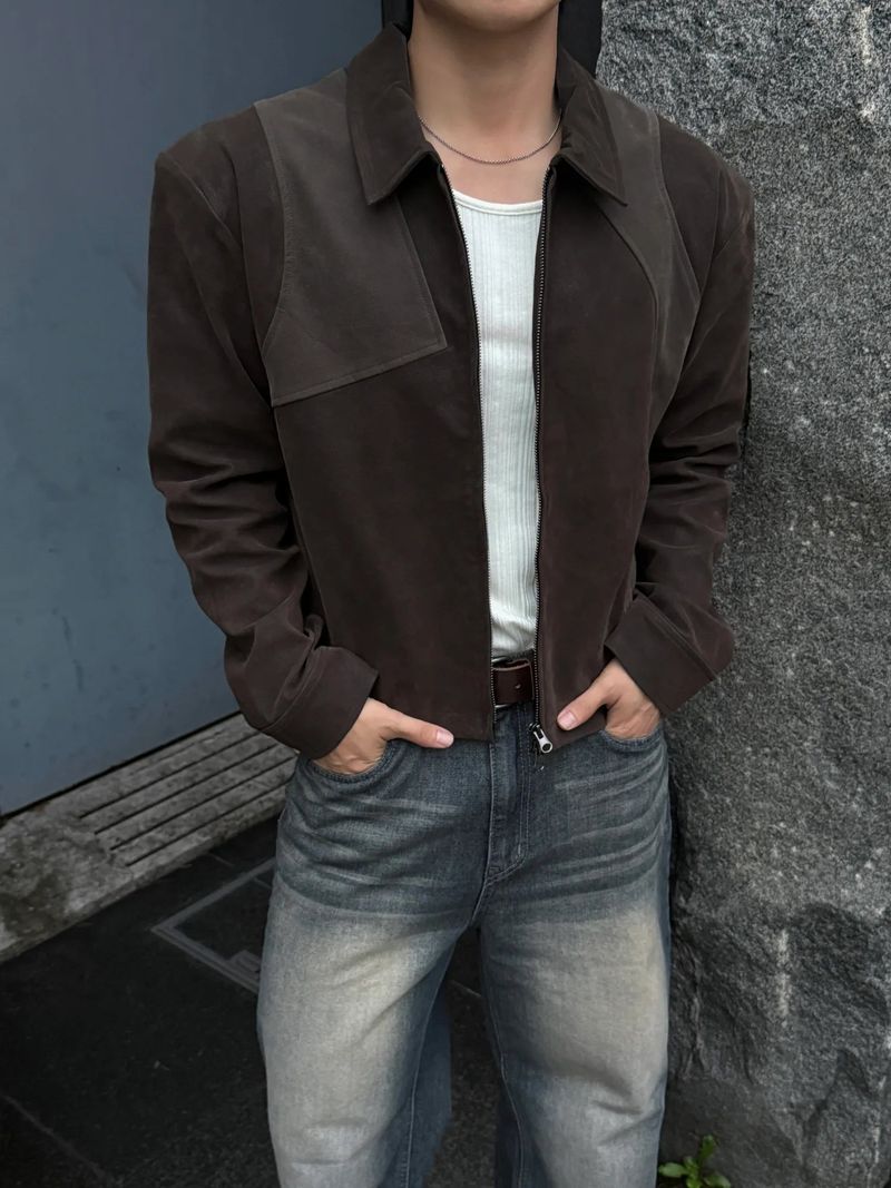 Luen Contrasted leather jacket