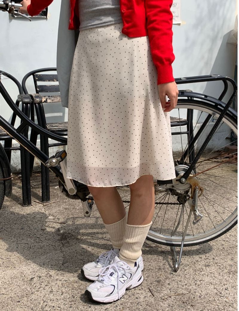 fine dot midi skirt