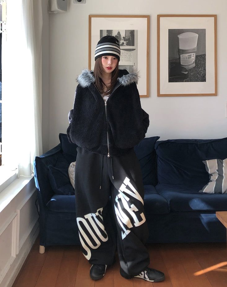 Fame Fleece Raccoon Fur Hooded Zip-Up