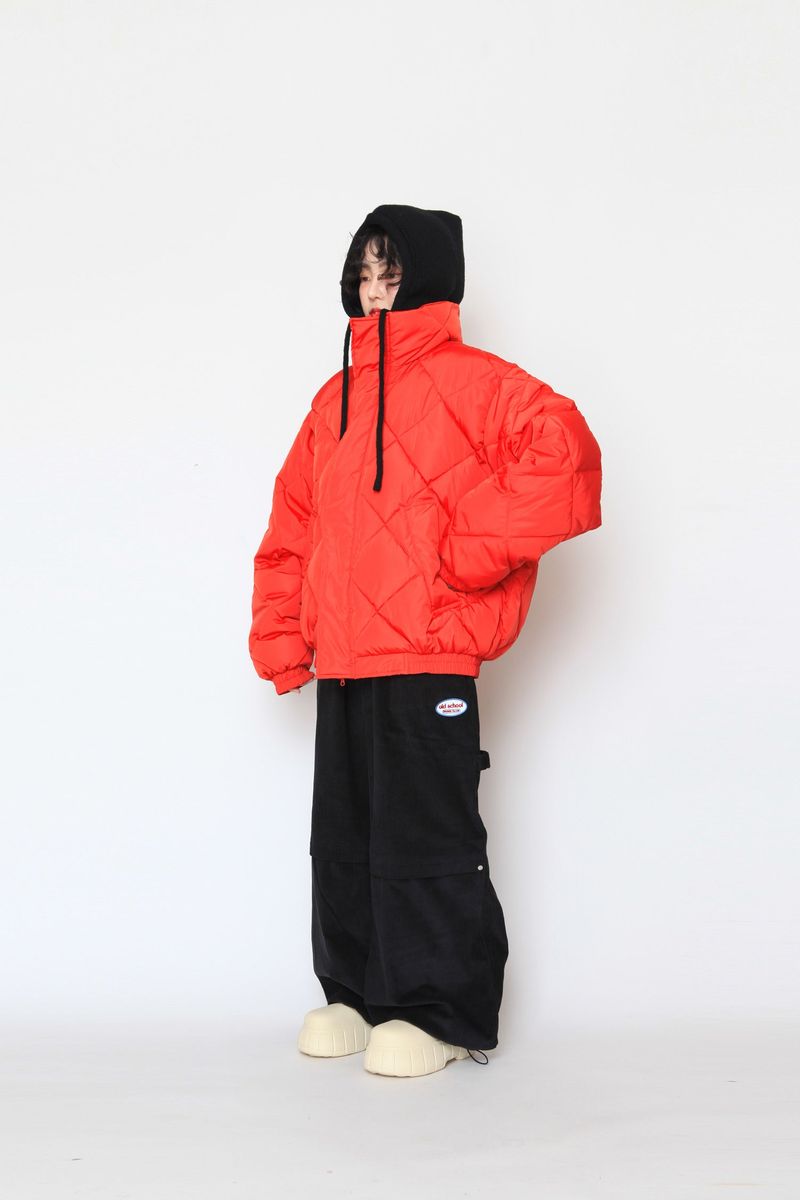 high-neck quilting padded jumper