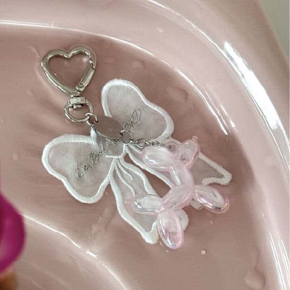 LabelLand(ラベルランド)の「リボンバブリーキーリング (PINK)(アクセサリー)」
