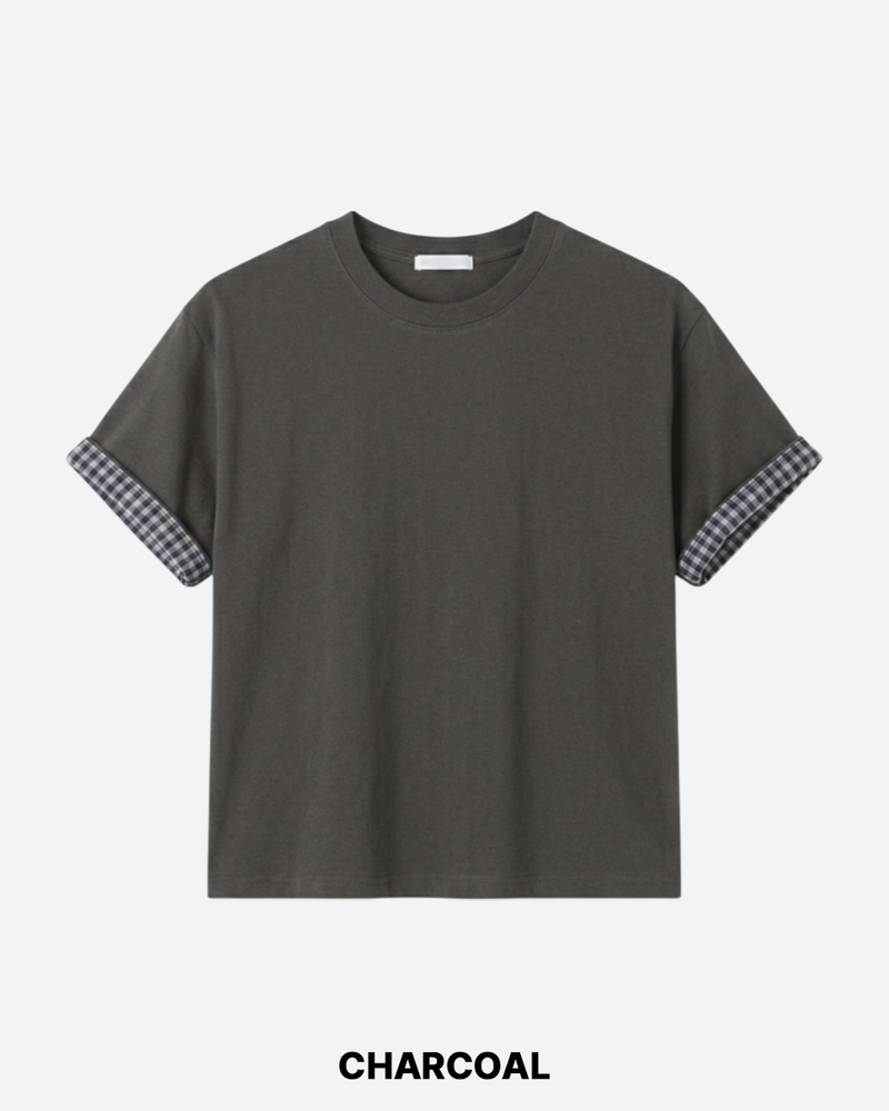 Turnback Cropped Roll-up Short Sleeve T