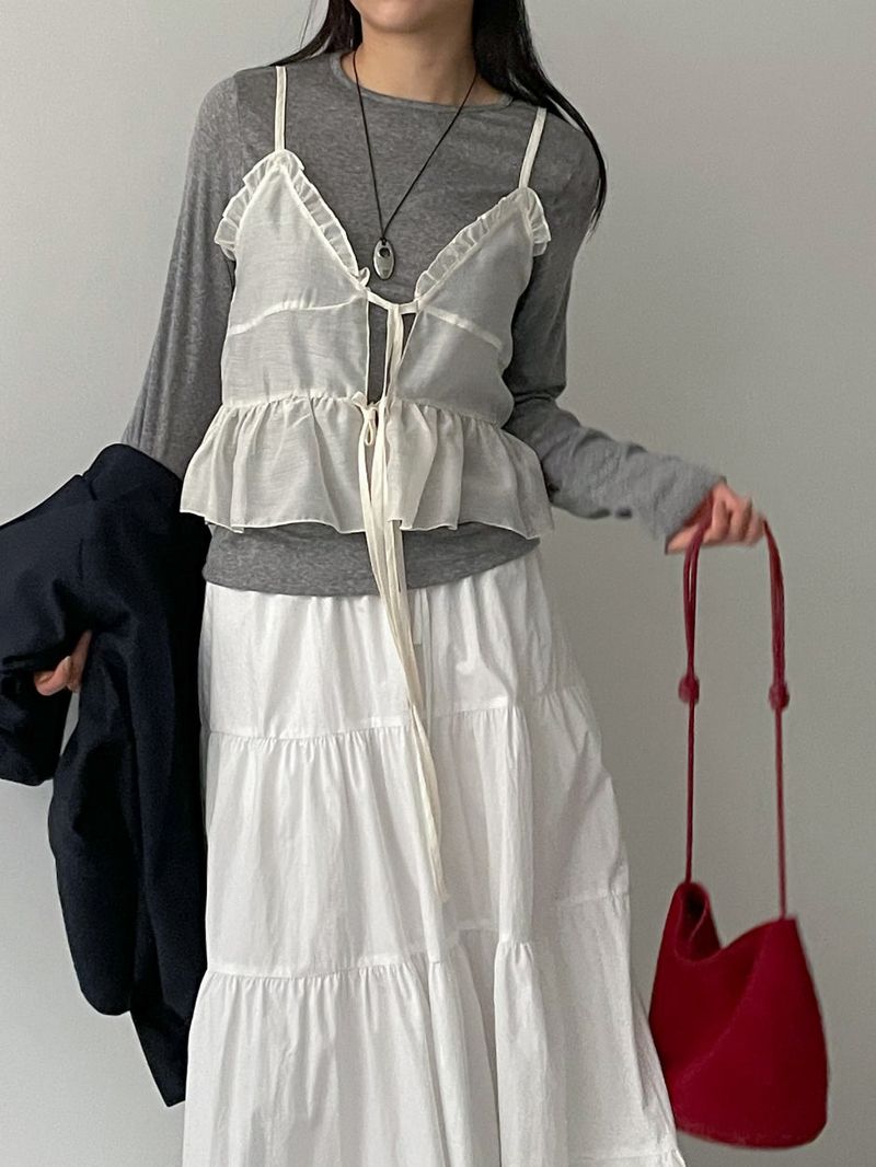 INCHANT ME(インチャントミー)の「Frilled See-through Layered Bustier(Tops)」