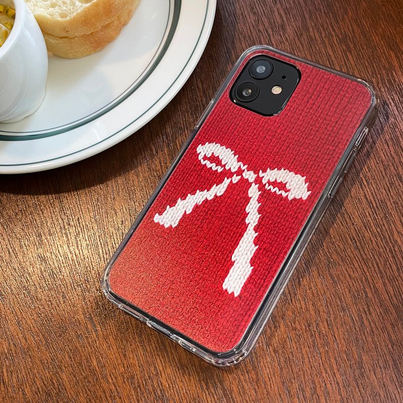 RIBBON KNIT HARD JELL CASE _RED