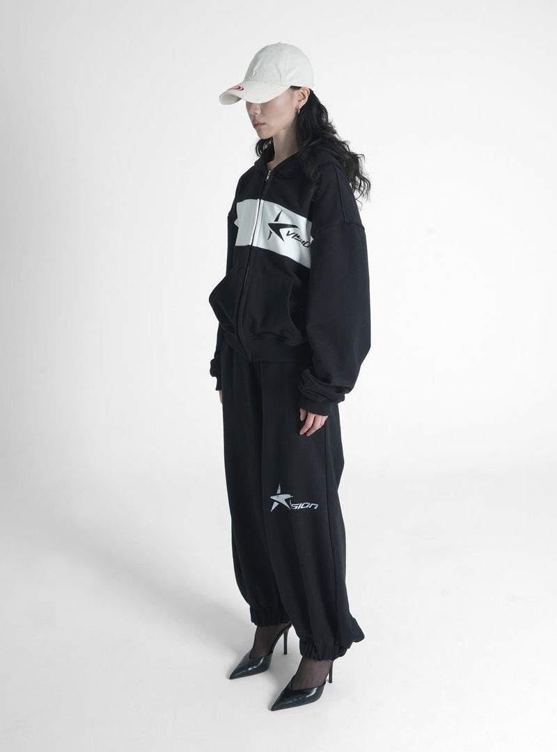STAR LOGO HOODIE ZIP-UP BLACK