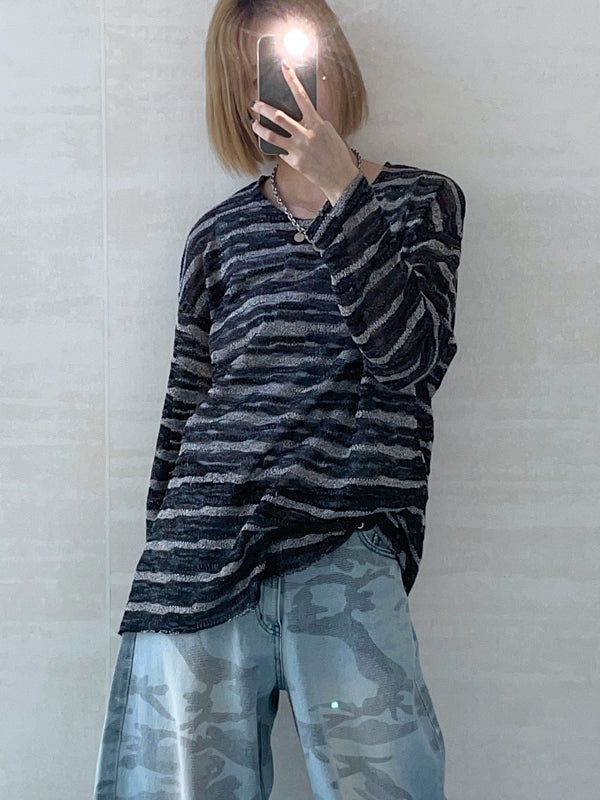 KIXI（キッシー）の「(UNISEX) Sys Loose See-through Knit（Tops）」