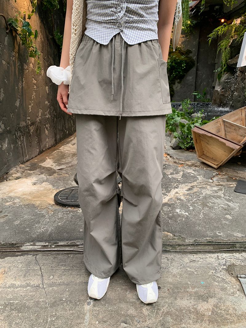 [MADE] Kaen Nylon Layered Skirt Banding Pants