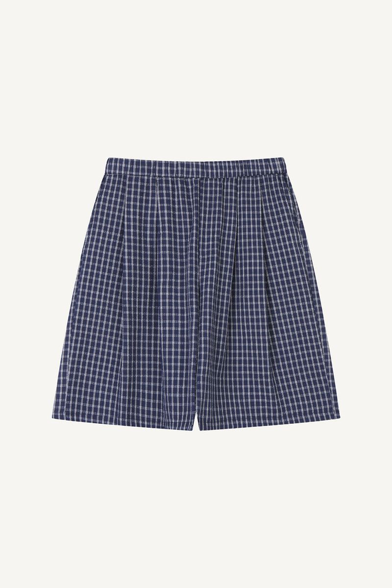 Gingham Check Banding Bermuda Pants