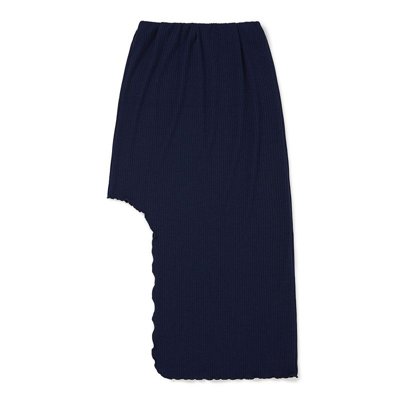 サイドオフミディアムスカート / Side-off Midi Skirt [NAVY]