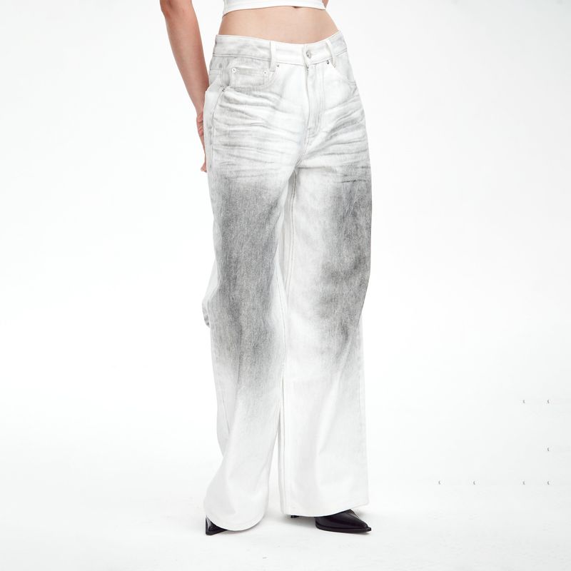 spray paint straight-leg jeans