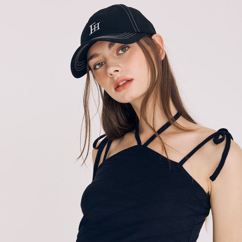 SIGNATURE LOGO STITCH BALL CAP (BLACK)