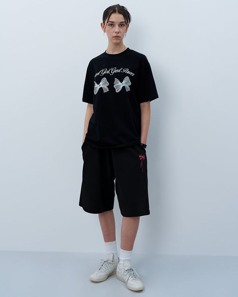 TWIN RIBBON TSHIRT-BLACK