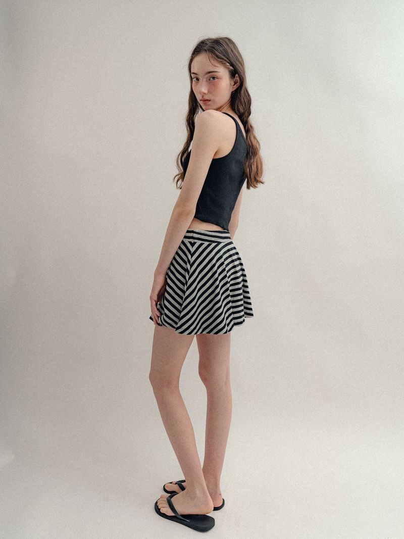 Striped Mini Skirt_Charcoal