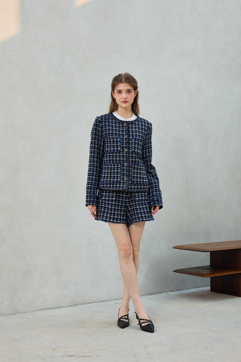 COMELY TWEED SHORTS PANTS / BLACK