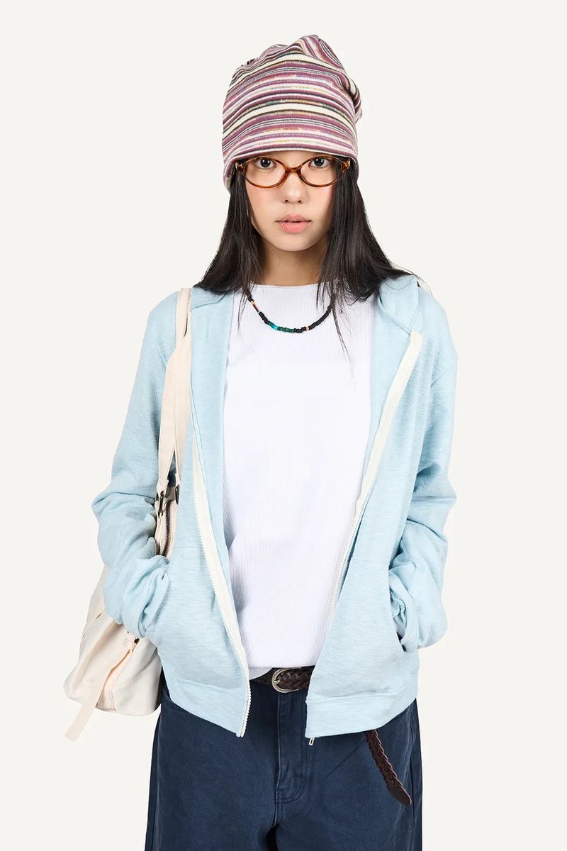 Raucohouse（ラウコハウス）の「Slub Crop Hood Zip-Up（Tops）」