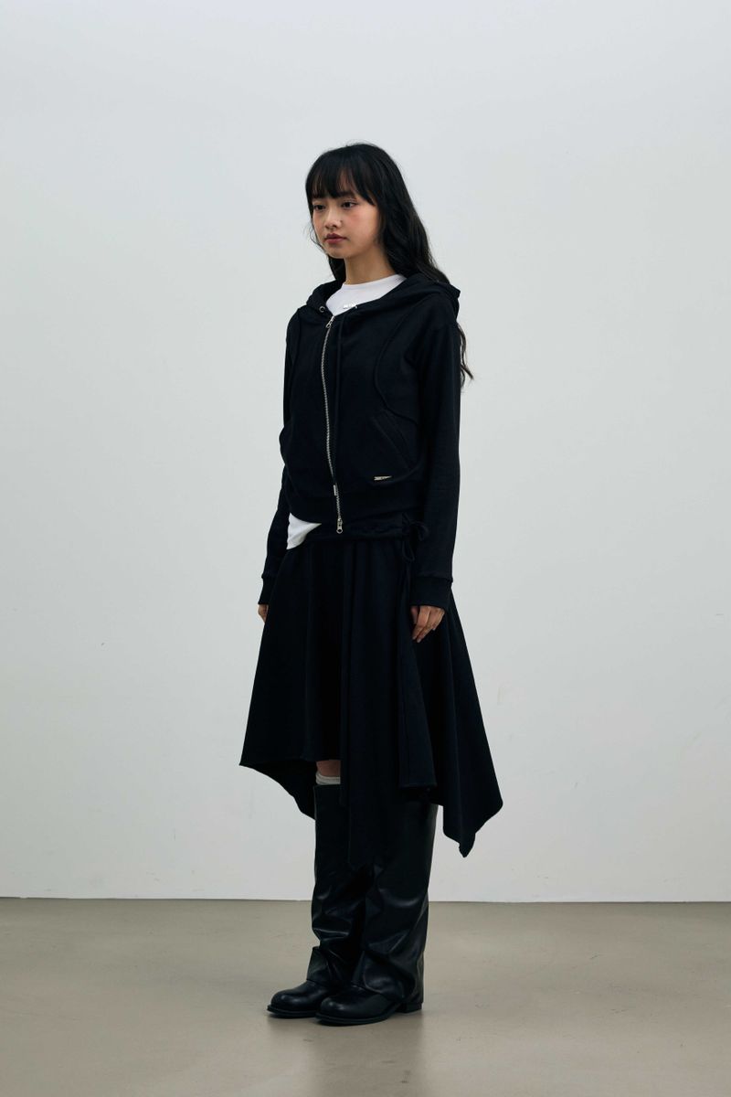  SILENT MIRAGE CROP HOOD ZIP-UP / BLACK