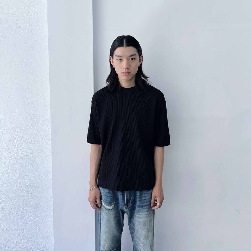 FADE MEET（フェードミート）の「Textured Rib Short Sleeve Tee（Tops）」