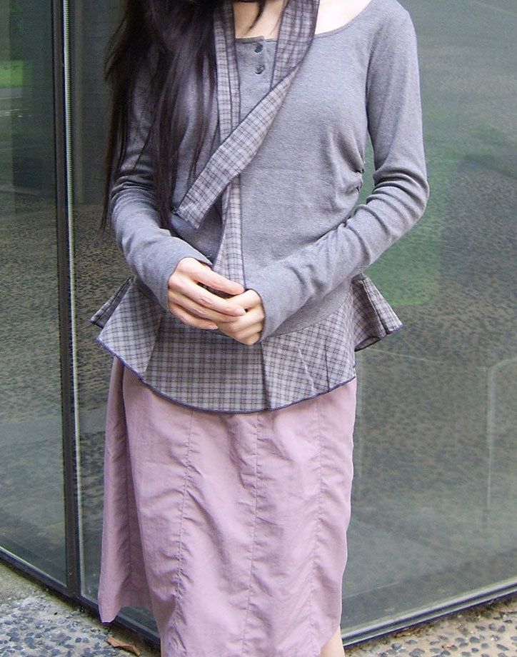 check scarf tee